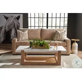 Sutton Natural Oak And White Quartz Cocktail Table