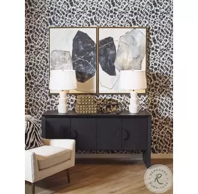 Colt Black Painted Grasscloth 4 Door Buffet