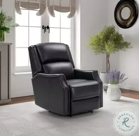 Conrad Shoreham Blue Leather Big & Tall Power Recliner with Power Headrest And Lumbar