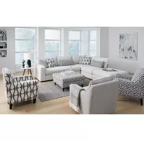 Contour Natural Off White 5 Piece Modular RAF Sectional with Pillows
