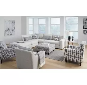 Contour Natural Off White 5 Piece Modular LAF Sectional with Pillows