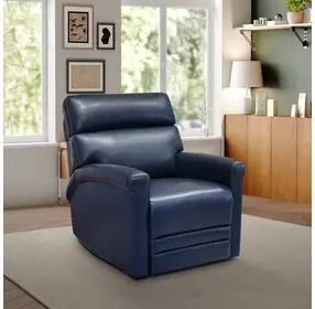 Corbyn Shoreham Blue Leather Power Recliner with Power Headrest and USB Charging