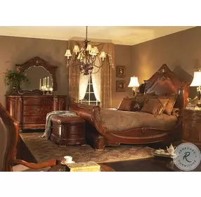 Cortina Honey Walnut King Sleigh Bed