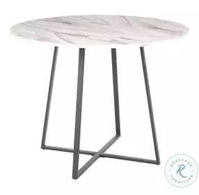 Cosmo Black Metal And White Marble Top Dining Room Set with Braided Chair