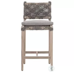 Costa Dove Flat Rope And Gray Teak Performance Fabric Outdoor Counter Height Stool
