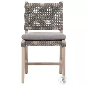 Costa Dove Flat Rope And Gray Teak Performance Fabric Outdoor Dining Chair Set Of 2
