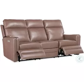 Emerson Umber Leather Zero Gravity Power Reclining Sofa with Power Headrest And Lumbar