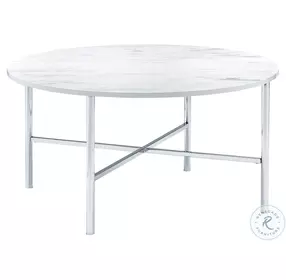 Zara White Faux Marble And Chrome 3 Piece Occasional Table Set