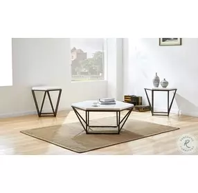 Corvus White Marble And Coffee Cocktail Table
