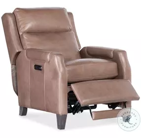 Chesterfield Light Mocha Leather Power Recliner with Power Headrest
