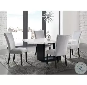 Willow White Marble And Black Dining Table