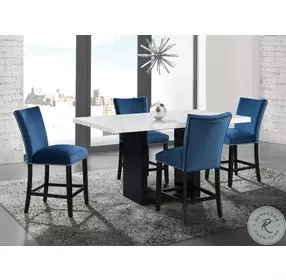 Willow White Marble And Black Counter Height Dining Table