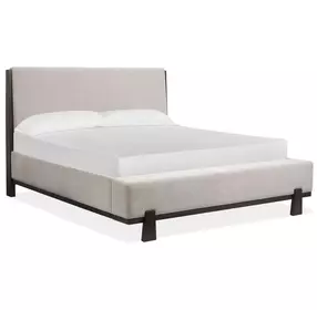 Bellamy Coffee Bean and Elite Dove Queen Upholstered Panel Bed