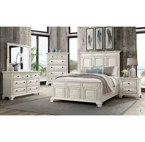 Trent Antique White Queen Panel Bed