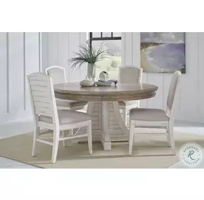 Meadowbrook Whitewash And Sand Top Round Dining Table