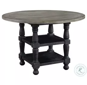 Brenham Distressed Gray and Weathered Washed Black Round Counter Height Dining Room Set