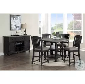 Brenham Distressed Gray And Weathered Washed Black Round Counter Height Dining Table
