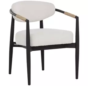 Marita Black and Louis Cream Performance Fabric Dining Arm Chair