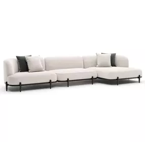Madera Oatmeal 3 Piece Modular RAF Chaise Sectional with Pillows