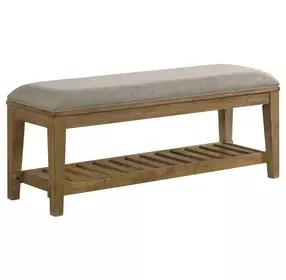 Andover Maple and Gray Upholstered Bed Bench with Storage