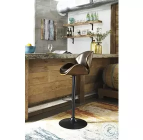 Bellatier Brown Tall Upholstered Swivel Adjustable Bar Stool