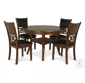Gia Brown 5 Piece Round Dining Room Set