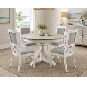 Island Haven Blanc and Gray Upholstered Dining Chair Set of 2