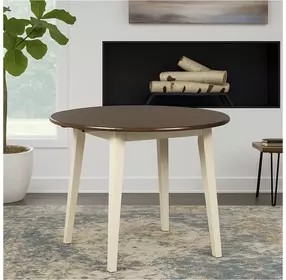 Woodanville Cream and Brown Round Extendable Dining Table