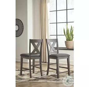 Caitbrook Gray Upholstered Bar Stool Set of 2