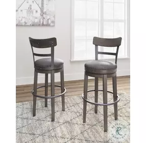 Caitbrook Gray Tall Upholstered Swivel Bar Stool