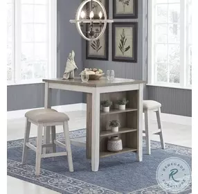 Skempton White And Light Brown 3 Piece Counter Height Dining Set