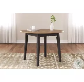 Gesthaven Natural And Brown Drop Leaf Round Dining Table