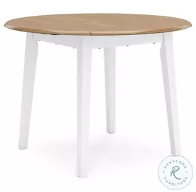 Gesthaven Natural And White Drop Leaf Round Dining Room Set