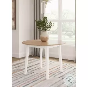 Gesthaven Natural And White Drop Leaf Round Dining Table