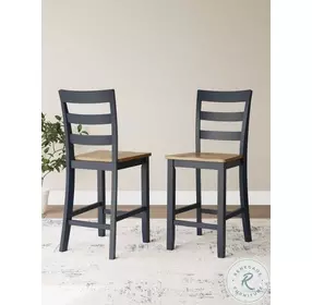 Gesthaven Natural And Blue Counter Height Stool Set Of 2