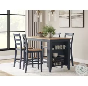 Gesthaven Natural And Blue Rectangular Counter Height Dining Table