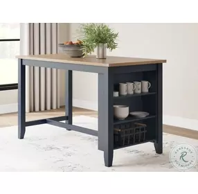 Gesthaven Natural And Blue Rectangular Counter Height Dining Table