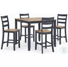 Gesthaven Natural And Blue 5 Piece Counter Height Dining Set