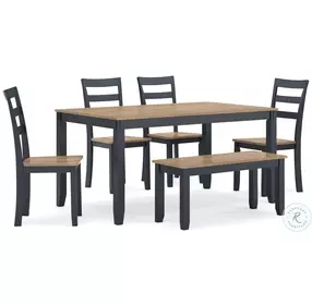 Gesthaven Natural And Blue 6 Piece Dining Set