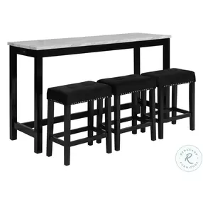 Celeste Espresso 4 Piece Theater Bar Table Set With Black Stools