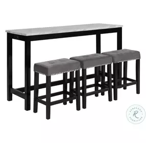 Celeste Gray Bar Table Set with Grey Stools