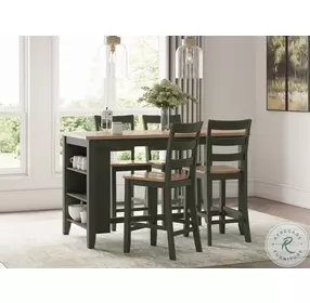 Gesthaven Natural And Green Rectangular Counter Height Dining Table
