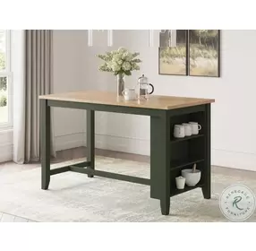 Gesthaven Natural And Green Rectangular Counter Height Dining Table