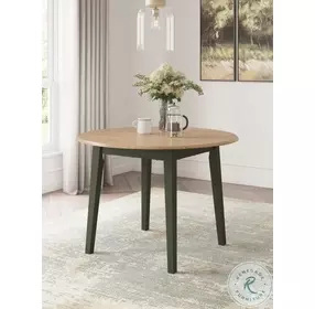 Gesthaven Natural And Green Drop Leaf Round Dining Table