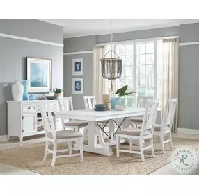 Heron Cove Chalk White Trestle Extendable Dining Table