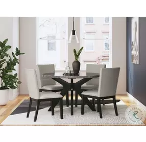 Glinari Taupe And Black Round Dining Table