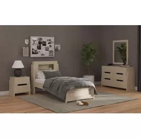 Darby Desert Twin Storage Panel Bed with USB Charging and LED