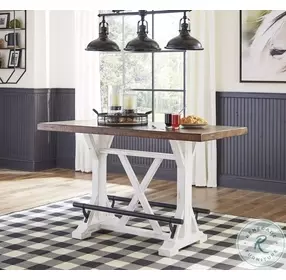 Valebeck White And Brown Counter Height Dining Table