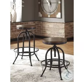 Valebeck Brown Swivel Bar Stool Set of 2