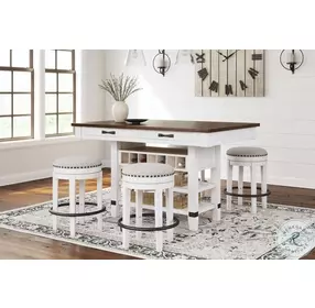 Valebeck White And Brown Storage Counter Height Dining Table